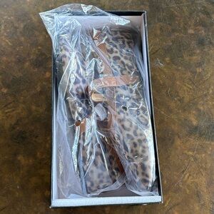 Leopard Mesh Ballet Flats W/ Round Toe Buckle Strap